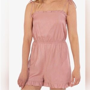 SPEECHLESS Womens Pink Tie Elastic Waistband Wide Leg Romper Juniors Size XS